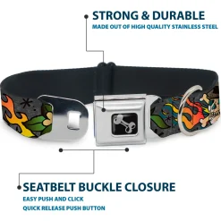 Dog Bone Seatbelt Buckle Collar - Death or Glory Gray