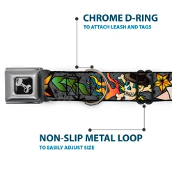 Dog Bone Seatbelt Buckle Collar - Death or Glory Gray