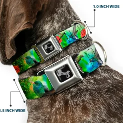 Dog Bone Seatbelt Buckle Collar - Vivid Hummingbird Garden