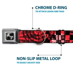 Dog Bone Seatbelt Buckle Collar - Grunge Chaos Red