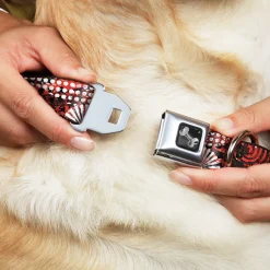 Dog Bone Seatbelt Buckle Collar - Grunge Chaos Red