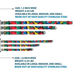 Dog Bone Seatbelt Buckle Collar - Dinosaurs/Paint Splatter Black/White/Multi Color