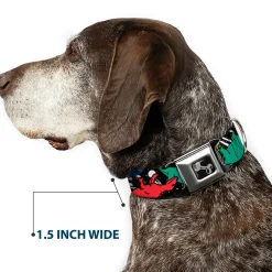 Dog Bone Seatbelt Buckle Collar - Dinosaurs/Paint Splatter Black/White/Multi Color