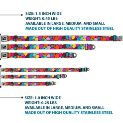 Dog Bone Seatbelt Buckle Collar - Stained Glass Mosaic2 Multi Color/Navy