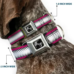 Dog Bone Seatbelt Buckle Collar - Fish Tail Fuchsia/Black/White