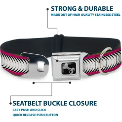 Dog Bone Seatbelt Buckle Collar - Fish Tail Fuchsia/Black/White