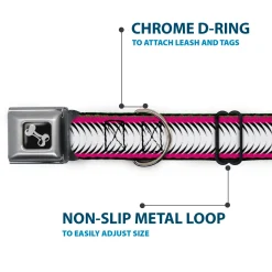 Dog Bone Seatbelt Buckle Collar - Fish Tail Fuchsia/Black/White