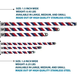 Dog Bone Seatbelt Buckle Collar - Diagonal Stripe Red/White/Navy