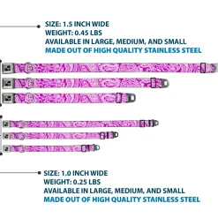 Dog Bone Seatbelt Buckle Collar - Bandana/Skulls Purple/White