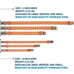 Dog Bone Seatbelt Buckle Collar - Checker Fluoresecent Pink/Yellow