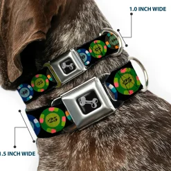 Dog Bone Seatbelt Buckle Collar - Poker Chips 1