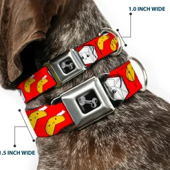 Dog Bone Seatbelt Buckle Collar - Take Out/Fortune Cookies Red