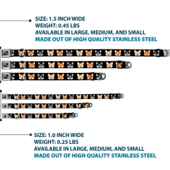 Dog Bone Seatbelt Buckle Collar - Corgi 3-Faces Black