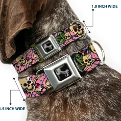 Dog Bone Seatbelt Buckle Collar - Trust No One Pink