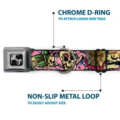 Dog Bone Seatbelt Buckle Collar - Trust No One Pink