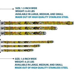 Dog Bone Seatbelt Buckle Collar - Born to Raise Hell Yellow