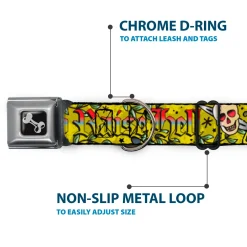 Dog Bone Seatbelt Buckle Collar - Born to Raise Hell Yellow