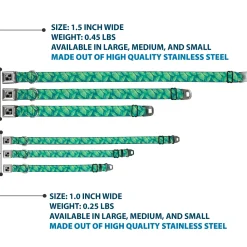 Dog Bone Seatbelt Buckle Collar - Palm Leaves Stacked Pastel Greens