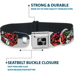 Dog Bone Seatbelt Buckle Collar - Born to Blossom White