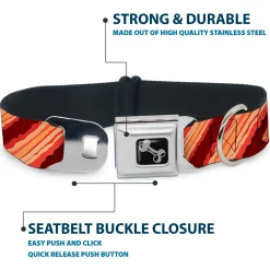 Dog Bone Seatbelt Buckle Collar - Bacon Slices Maroon