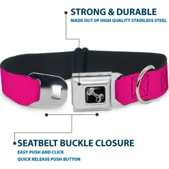 Dog Bone Seatbelt Buckle Collar - Fuchsia