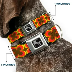 Dog Bone Seatbelt Buckle Collar - Four Dot Gradient Brown/Yellow/Red