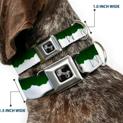 Dog Bone Seatbelt Buckle Collar - Colorado Solid Mountains Green/White