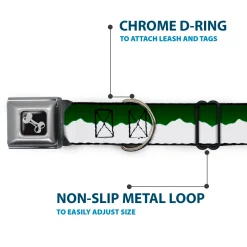Dog Bone Seatbelt Buckle Collar - Colorado Solid Mountains Green/White