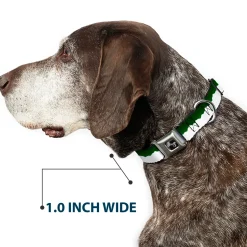 Dog Bone Seatbelt Buckle Collar - Colorado Solid Mountains Green/White