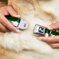Dog Bone Seatbelt Buckle Collar - Colorado Solid Mountains Green/White