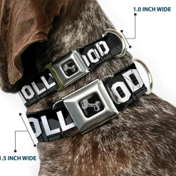 Dog Bone Seatbelt Buckle Collar - HOLLYWOOD Sign Skyline Black/Grays/White