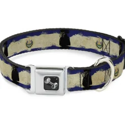Dog Bone Seatbelt Buckle Collar - El Salvador Flag Distressed Painting