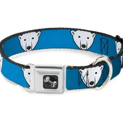 Dog Bone Seatbelt Buckle Collar - Polar Bear Repeat Black/Blue Fade