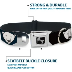 Dog Bone Seatbelt Buckle Collar - Polar Bear Repeat Black/Blue Fade