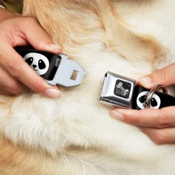 Dog Bone Seatbelt Buckle Collar - Smiling Panda Face Black/White