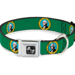 Dog Bone Seatbelt Buckle Collar - Washington Flag