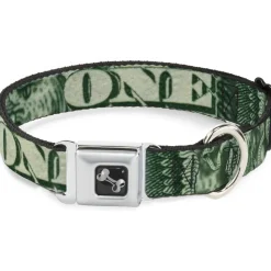 Dog Bone Seatbelt Buckle Collar - One Dollar Bill Eye of Providence/Bald Eagle CLOSE-UP