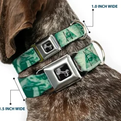 Dog Bone Seatbelt Buckle Collar - One Dollar Bill Eye of Providence/Bald Eagle CLOSE-UP