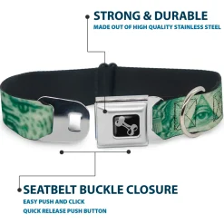 Dog Bone Seatbelt Buckle Collar - One Dollar Bill Eye of Providence/Bald Eagle CLOSE-UP