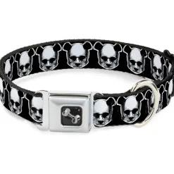 Dog Bone Seatbelt Buckle Collar - Panda Skulls