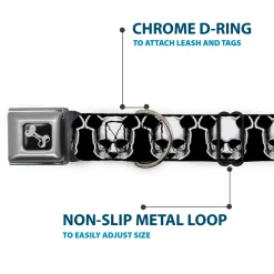 Dog Bone Seatbelt Buckle Collar - Panda Skulls