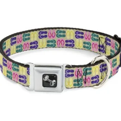 Dog Bone Seatbelt Buckle Collar - Flip Flops4 Sand/Multi Color