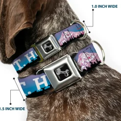 Dog Bone Seatbelt Buckle Collar - Oregon MT. HOOD Scenery Blues/Purples/Black/White