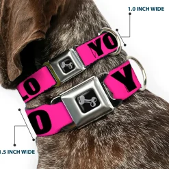 Dog Bone Seatbelt Buckle Collar - YOLO Pink/Black