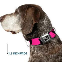 Dog Bone Seatbelt Buckle Collar - YOLO Pink/Black