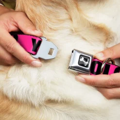 Dog Bone Seatbelt Buckle Collar - YOLO Pink/Black