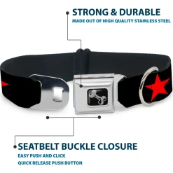 Dog Bone Seatbelt Buckle Collar - Star Black/Red