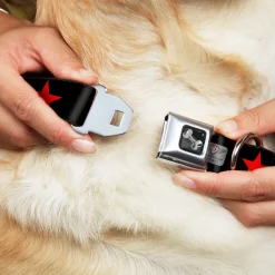 Dog Bone Seatbelt Buckle Collar - Star Black/Red