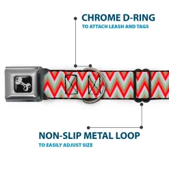 Dog Bone Seatbelt Buckle Collar - Zig Zag White/Tan/Gray/Red