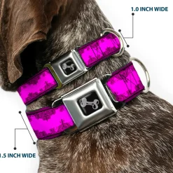 Dog Bone Seatbelt Buckle Collar - Boudoir Wallpaper Fuchsia/Black